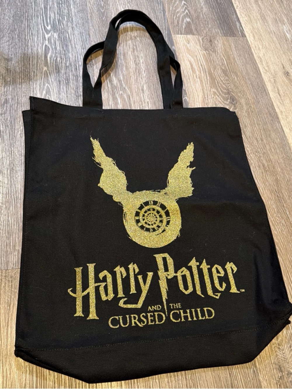 Harry Potter Cursed Child Kids Black Tote Bag with Gold Design